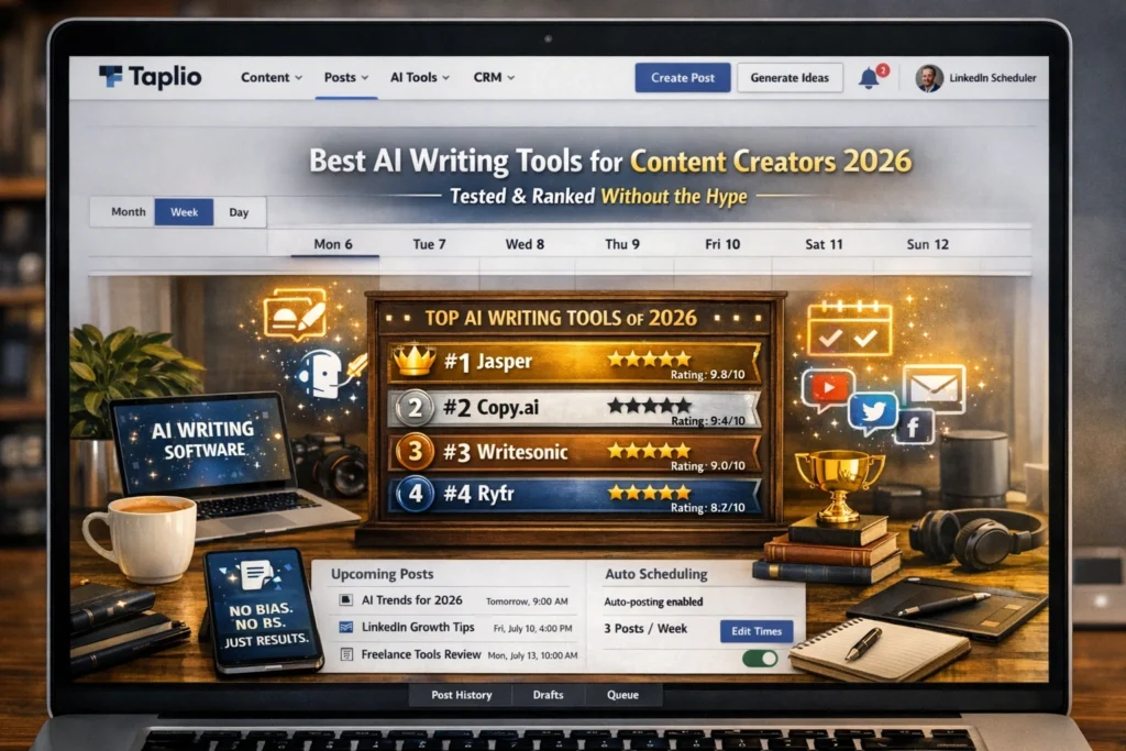 taplio AI writing tool for LinkedIn content creators 2026 free tier