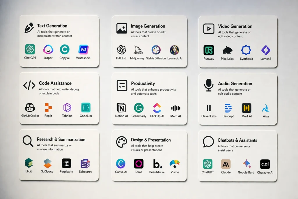 complete guide to AI tools in 2026 categories overview
