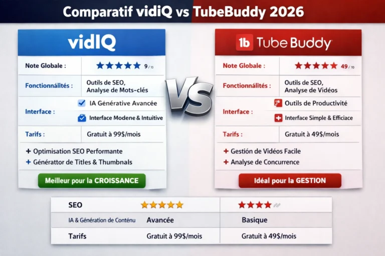 vidiq vs tubebuddy 2026 comparison screenshot