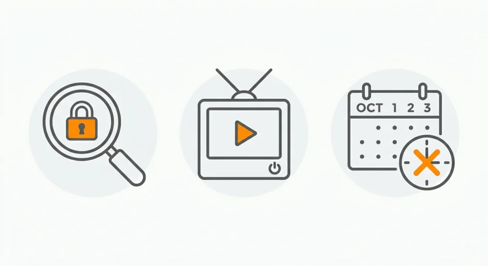 Three main limitations of VidIQ's free plan illustrated as icons