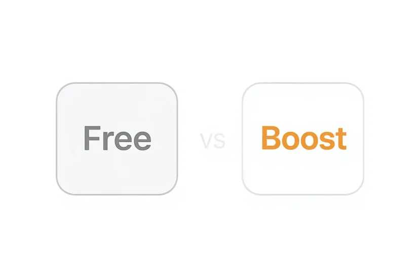 Comparison of VidIQ Free plan versus Boost plan limitations
