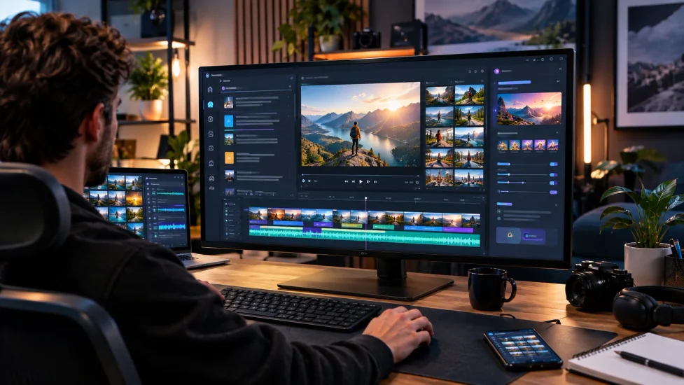 AI video creation workspace with InVideo AI